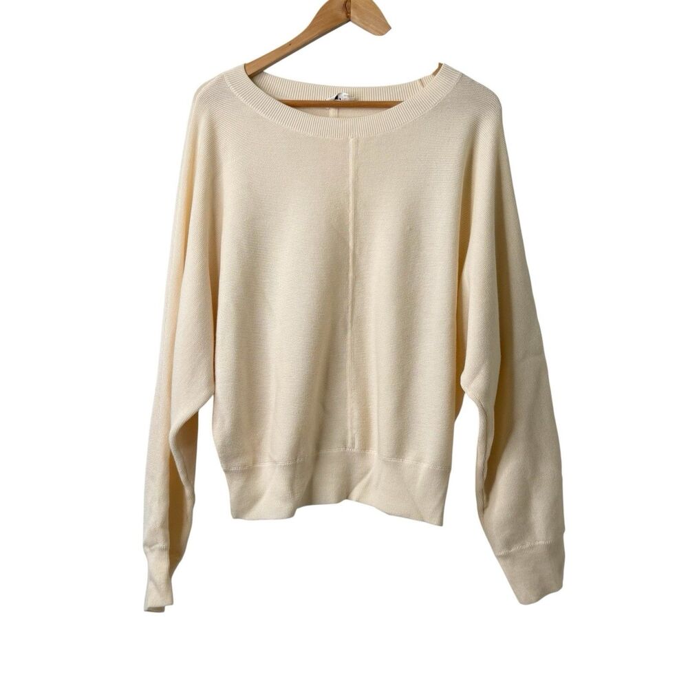 The Reset R Label Ivory Pullover 100% Wool Sweater Dolman Sleeve Quiet Luxury L